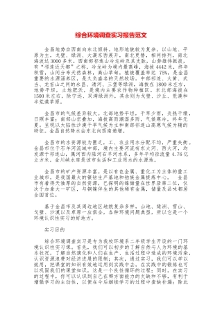 综合环境调查实习报告范文