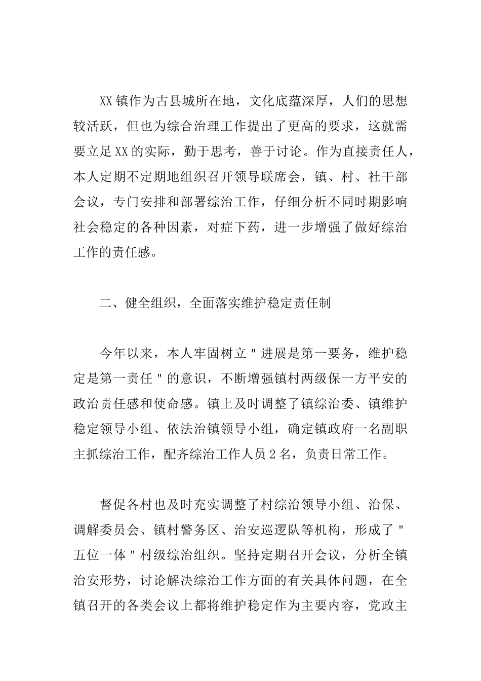 综治办主任述职报告模板_第2页