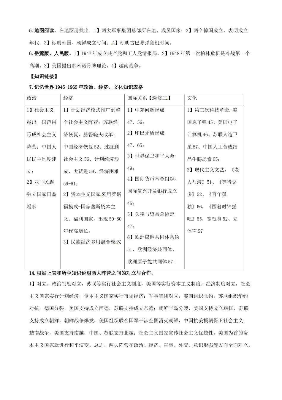 湖北省武汉开发区一中2014届高考历史复习 第25课两极世界的形成导学案 新人教版必修1_第2页