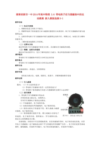 湖南省新田一中2014年高中物理 3.6 带电粒子在匀强磁场中的运动教案 新人教版选修3-1