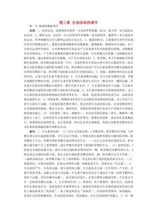 湖北省武汉天行健教育培训学校2014届高三生物二轮复习 名词解释 第三章 生命活动的调节教案