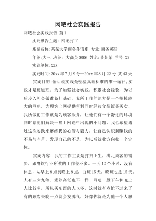 网吧社会实践报告