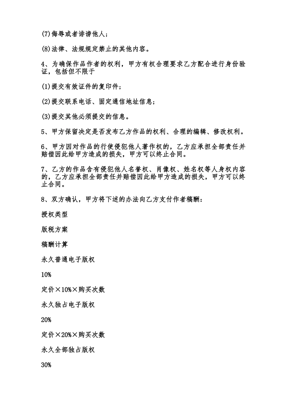 网站上发布作品合同样本范本_第2页