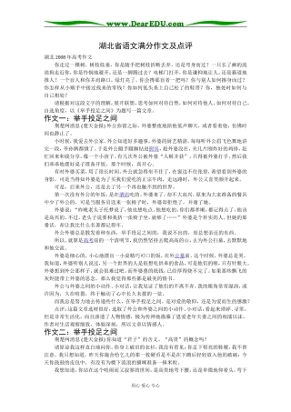 湖北省满分作文及评点