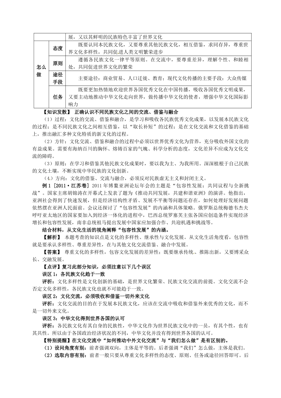 湖南省湘潭市凤凰中学2014届高考政治二轮复习 专题10 文化传承与创新学案_第2页