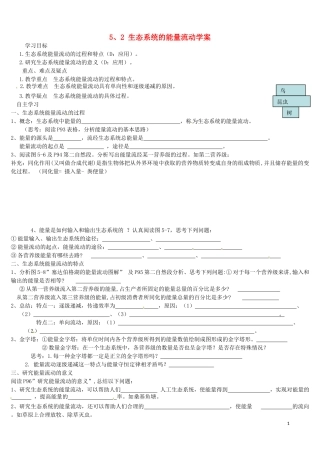 湖北省浠水县洗马高级中学2013年高中生物《52生态系统能量流动》导学案 新人教版选修3