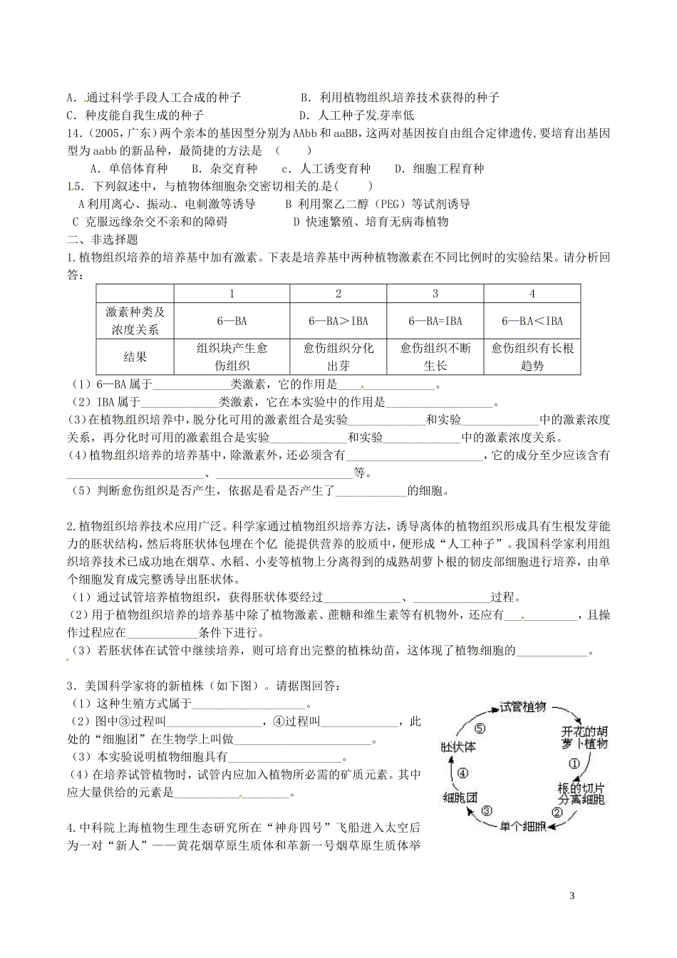 湖北省浠水县洗马高级中学2013年高中生物《212 植物细胞工程的实际应用》导学案 新人教版选修3_第3页
