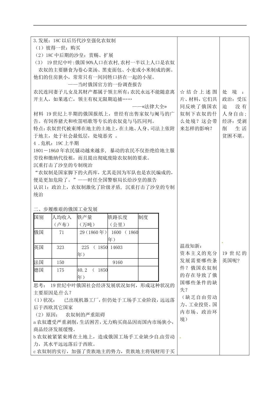 湖南省蓝山二中2014高中历史《十九世纪中叶的俄国》教案 新人教版必修3_第2页