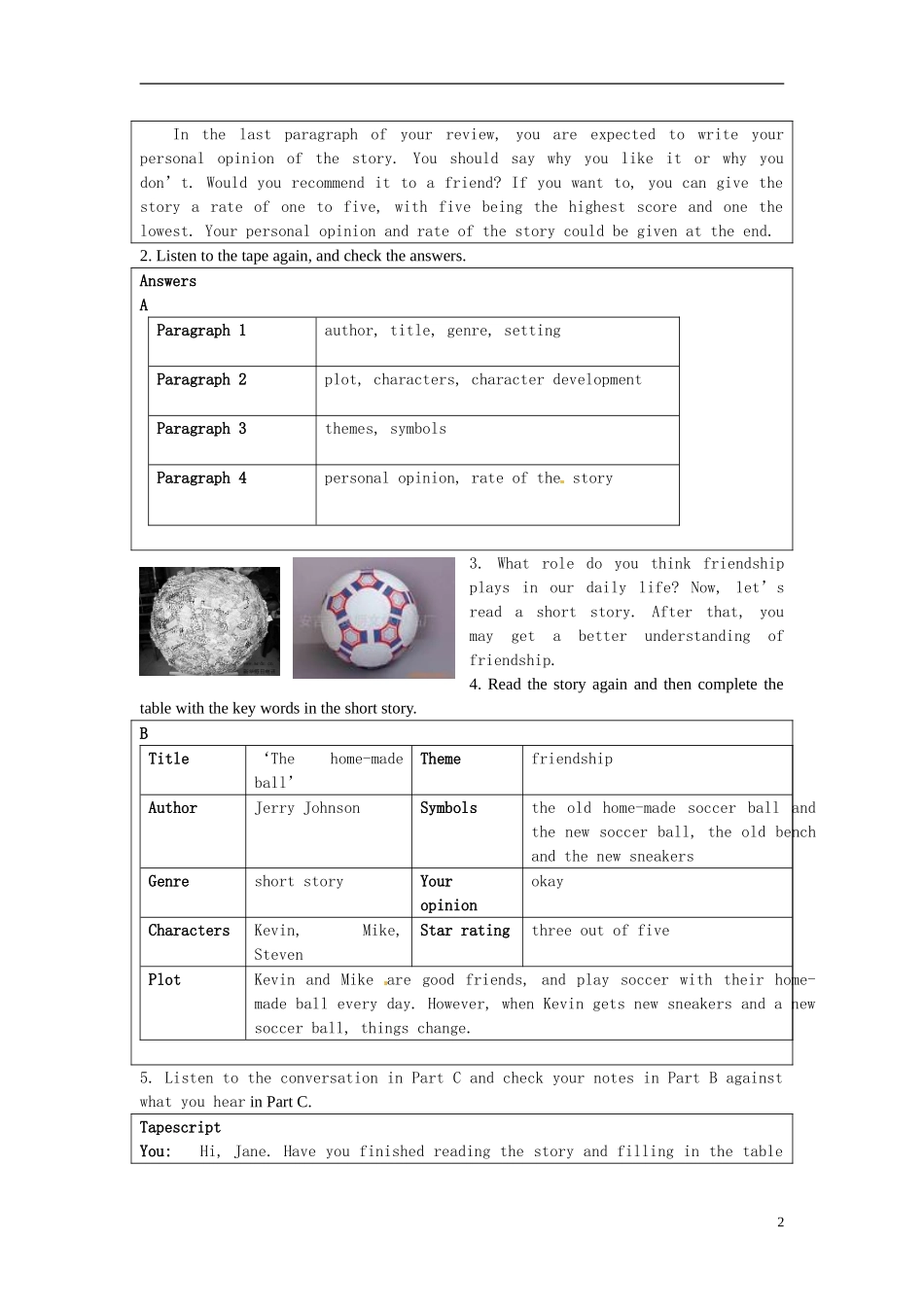 湖南省蓝山二中2014年高中英语 Unit1 Task Wrinting a literary review学案 牛津译林版选修8_第2页