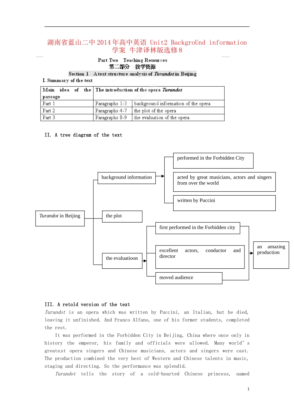 湖南省蓝山二中2014年高中英语 Unit2 BackgroUnd information学案 牛津译林版选修8_第1页