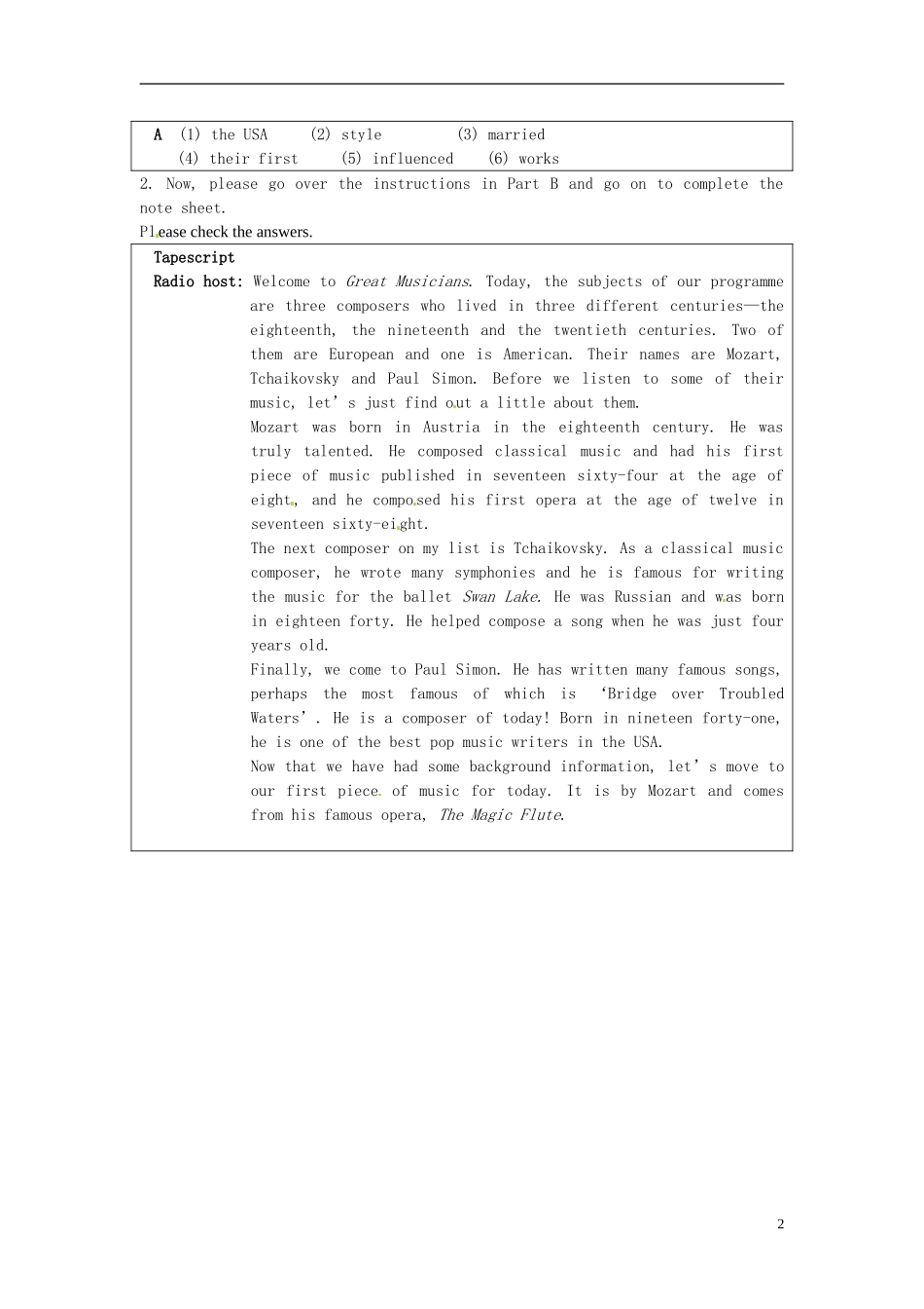 湖南省蓝山二中2014年高中英语 Unit2 Task学案 牛津译林版选修8_第2页