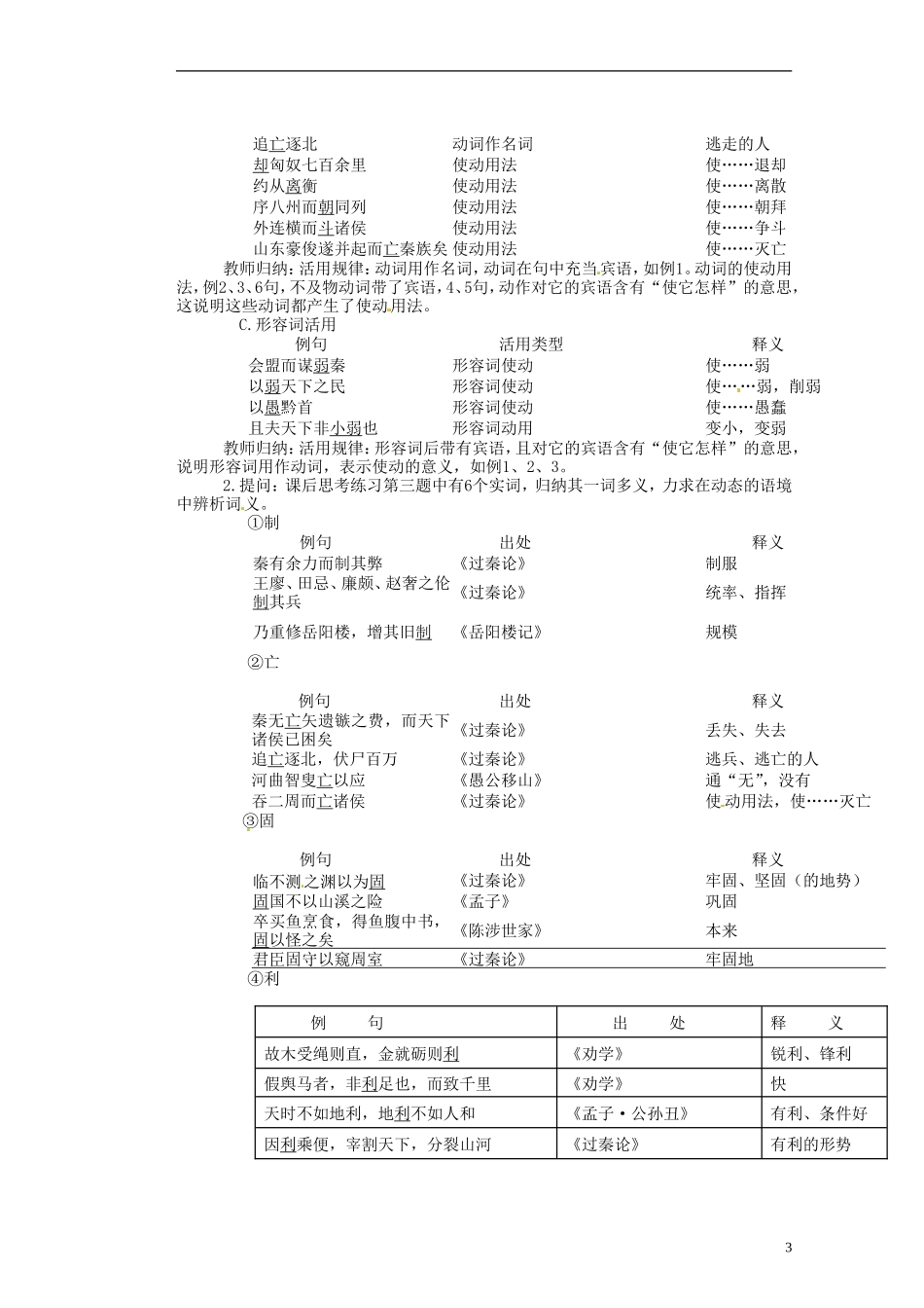 湖南省蓝山二中高中语文《过秦论第三课时》教学案 新人教版必修1_第3页
