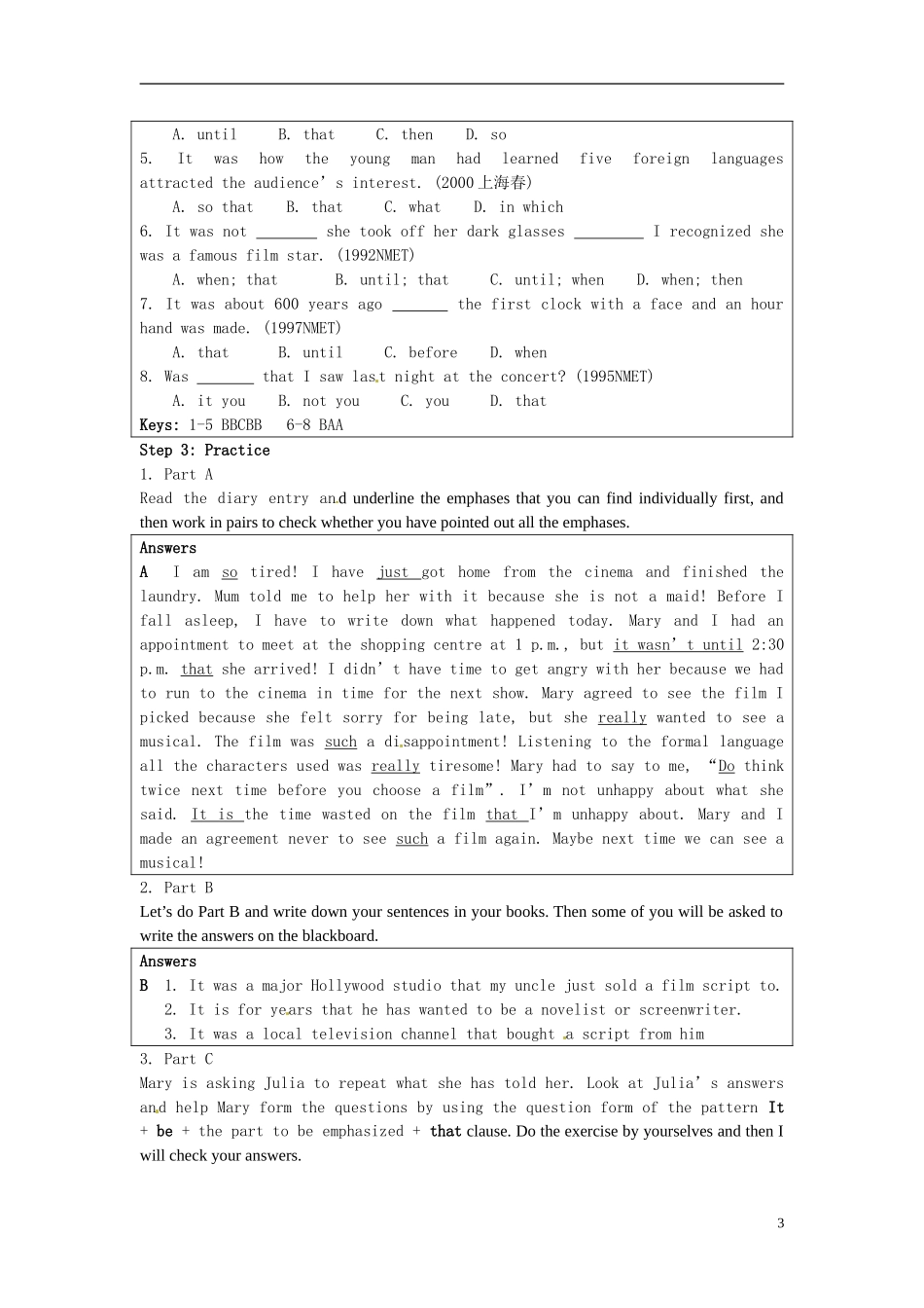 湖南省蓝山二中2014年高中英语 Unit4 Grammar and Usage学案2 牛津译林版选修8_第3页