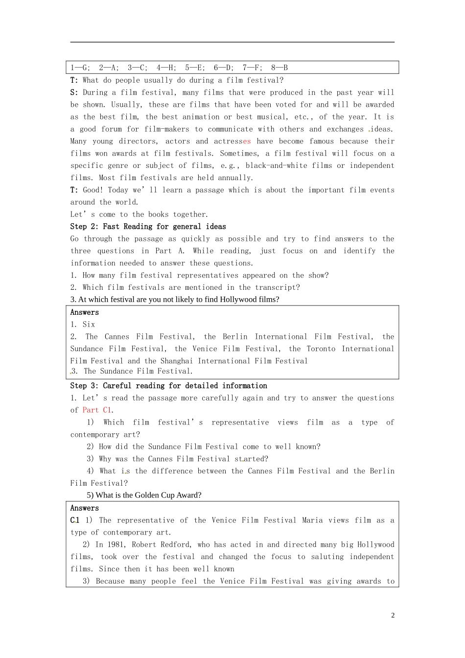 湖南省蓝山二中2014年高中英语 Unit4 Reading Important film events around the world学案 牛津译林版选修8_第2页