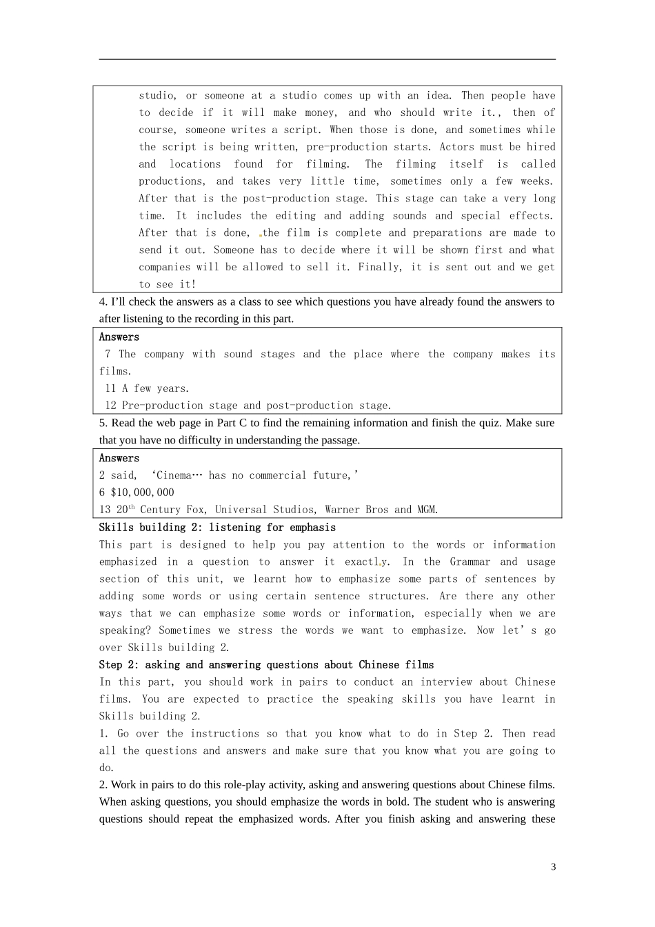 湖南省蓝山二中2014年高中英语 Unit4 Task Writing a speech the film industry学案 牛津译林版选修8_第3页