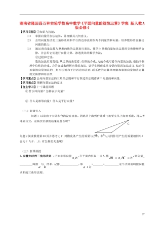 湖南省隆回县万和实验学校高中数学《平面向量的线性运算》学案 新人教A版必修4
