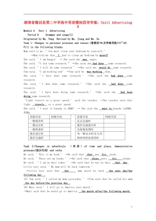 湖南省隆回县第二中学高中英语 模块四 Unit1 Advertising 8导学案 新人教版必修4