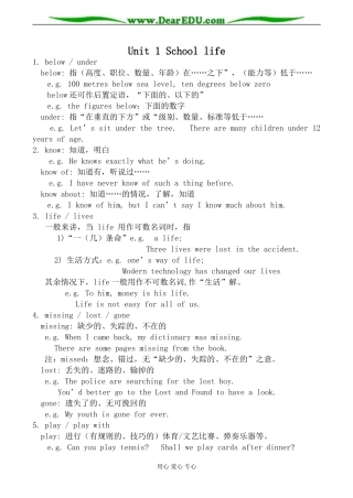 牛津版必修1高中英语Unit 1 School life