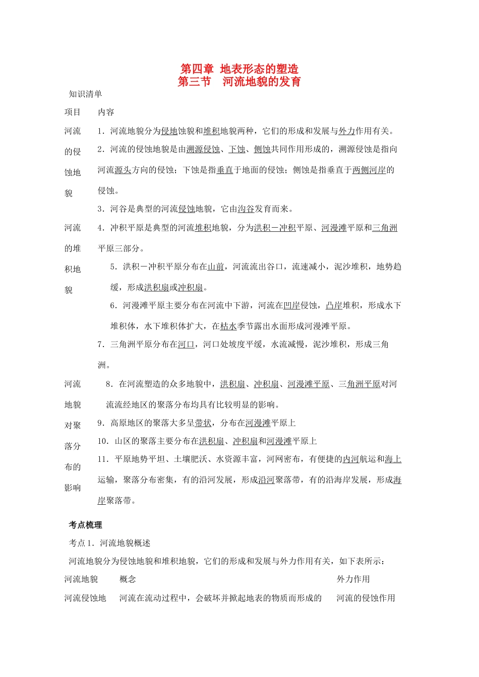 直击2010高考地理复习教学案：4.3河流地貌的发育_第1页
