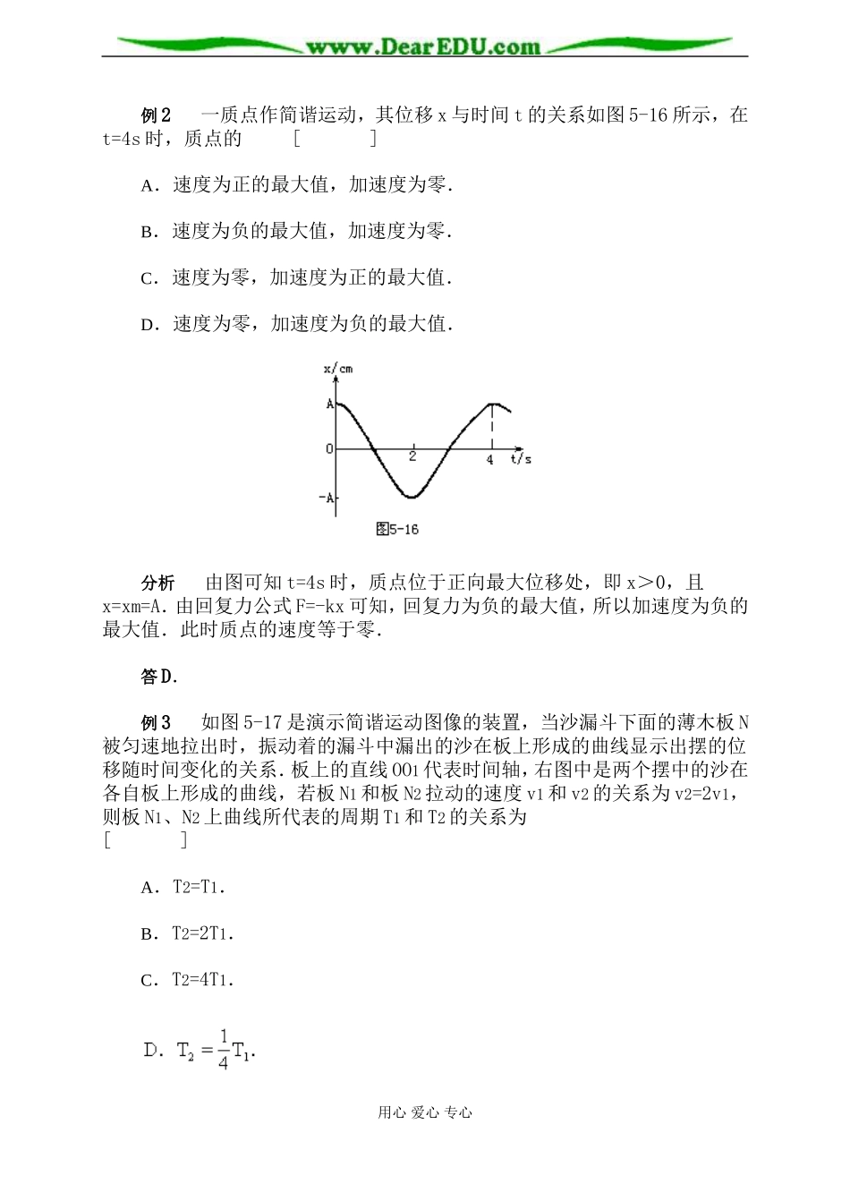 简谐运动的图像·典型题剖析_第2页