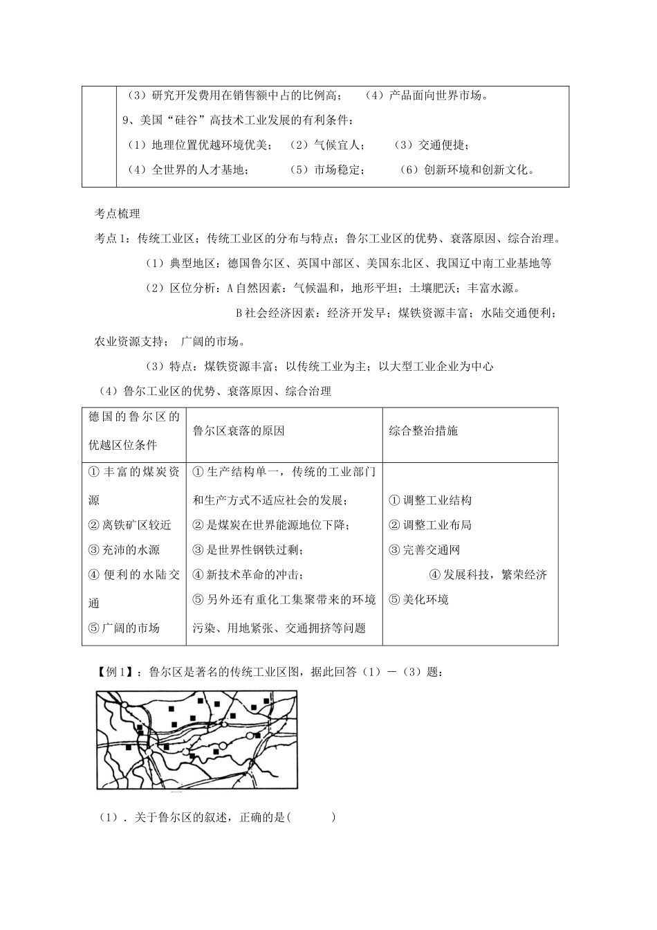 直击2010高考地理复习教学案：9.3传统工业区与新兴工业区_第2页