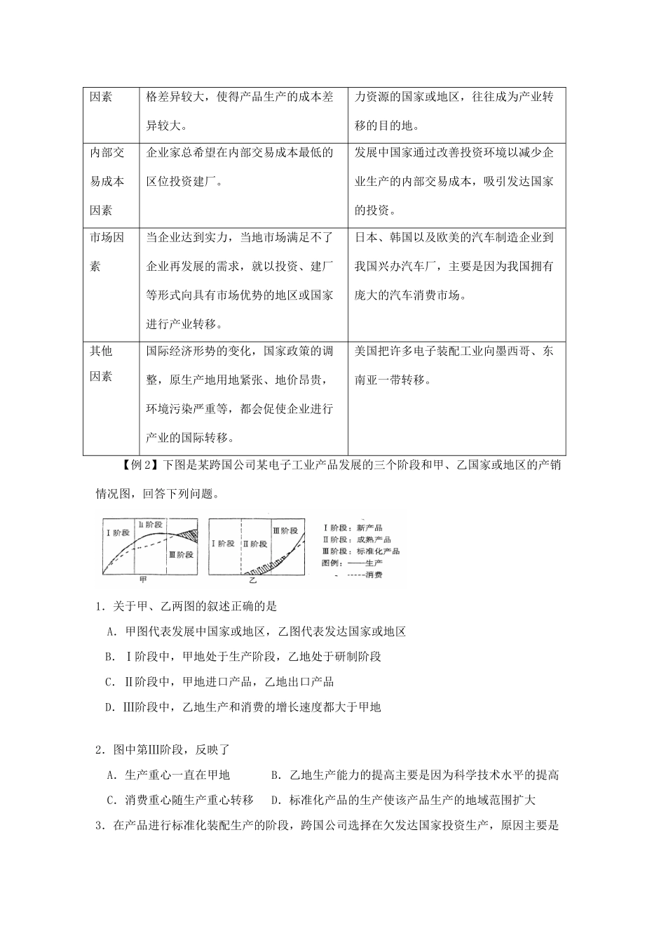 直击2010高考地理复习教学案：16.2产业转移—以东亚为例_第3页