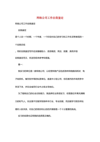 网络公司工作自我鉴定