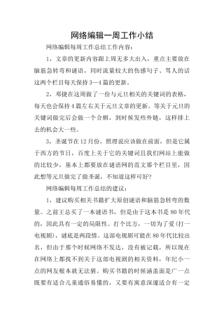网络编辑一周工作小结