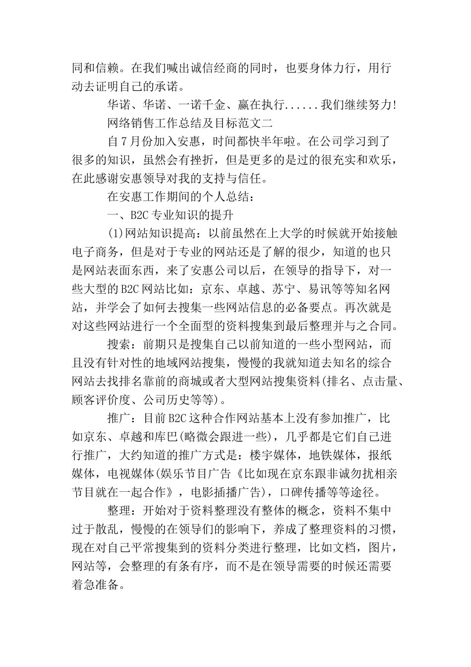 网络销售工作总结及目标_第2页