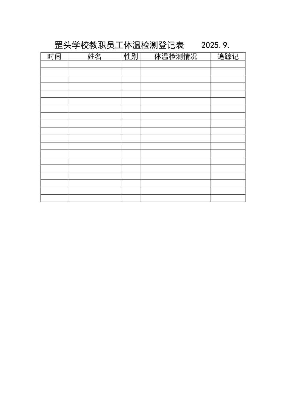 罡头学校教职员工体温检测登记表2025_第1页