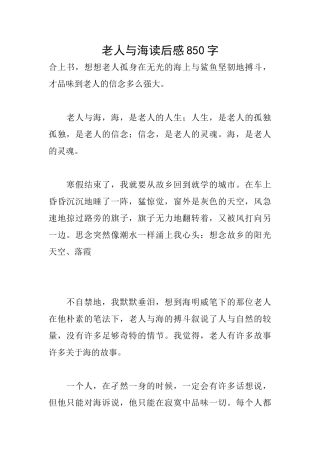 老人与海读后感850字