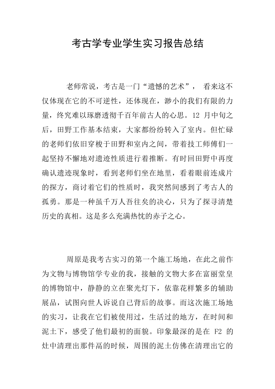 考古学专业学生实习报告总结_第1页