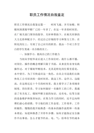 职员工作情况自我鉴定