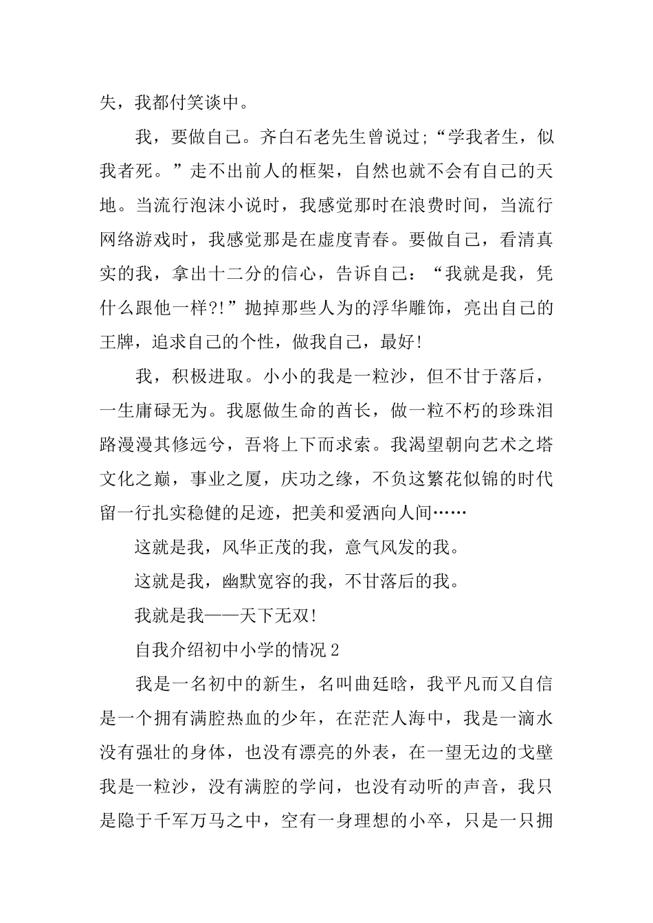 自我介绍初中小学的情况_第2页