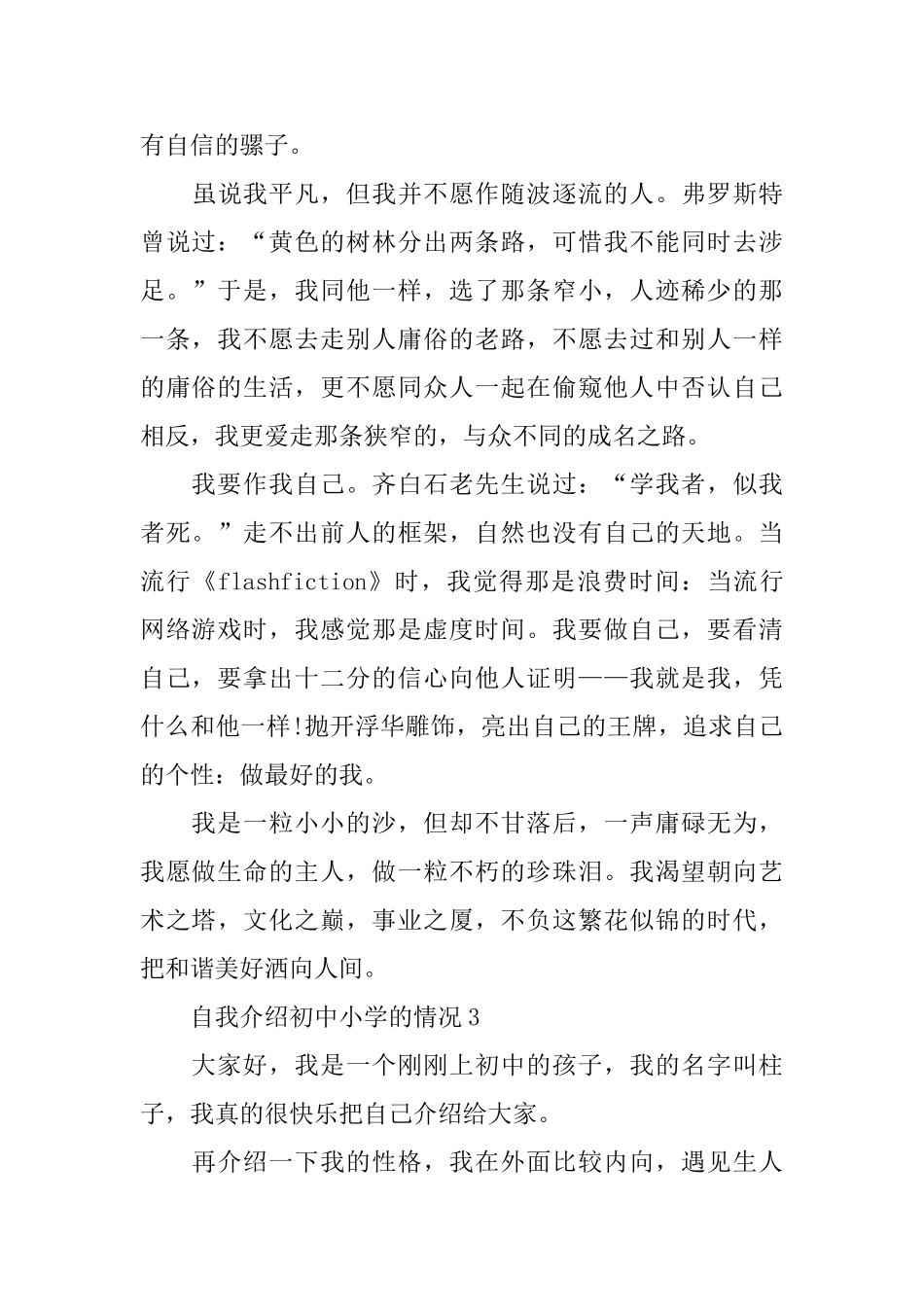 自我介绍初中小学的情况_第3页