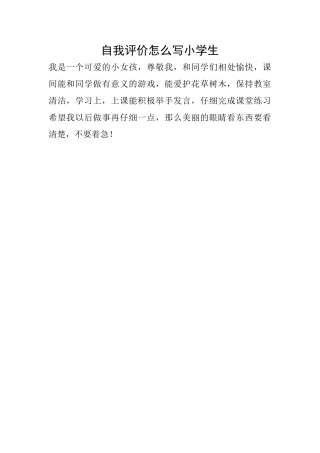 自我评价怎么写小学生
