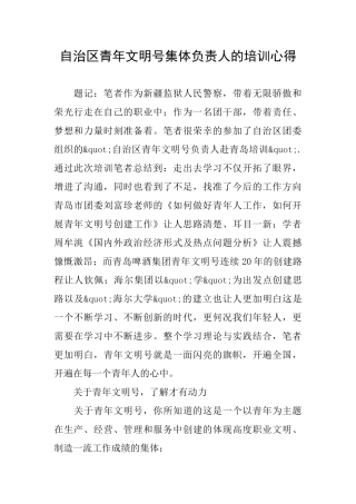 自治区青年文明号集体负责人的培训心得