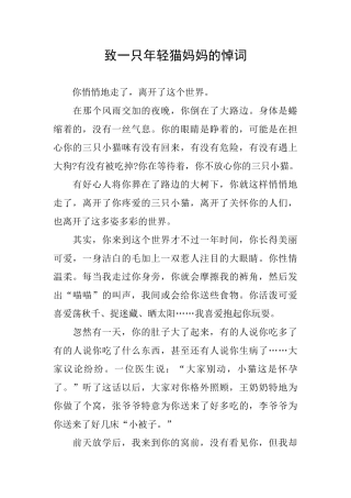 致一只年轻猫妈妈的悼词