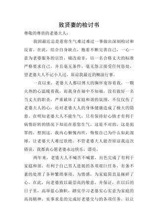 致贤妻的检讨书