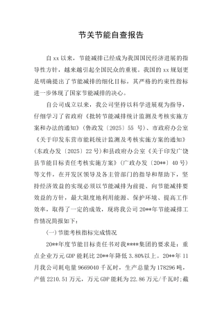 节关节能自查报告
