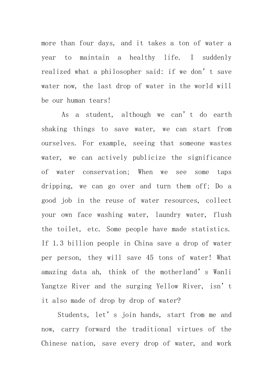 节约用水英语演讲稿范文_第2页