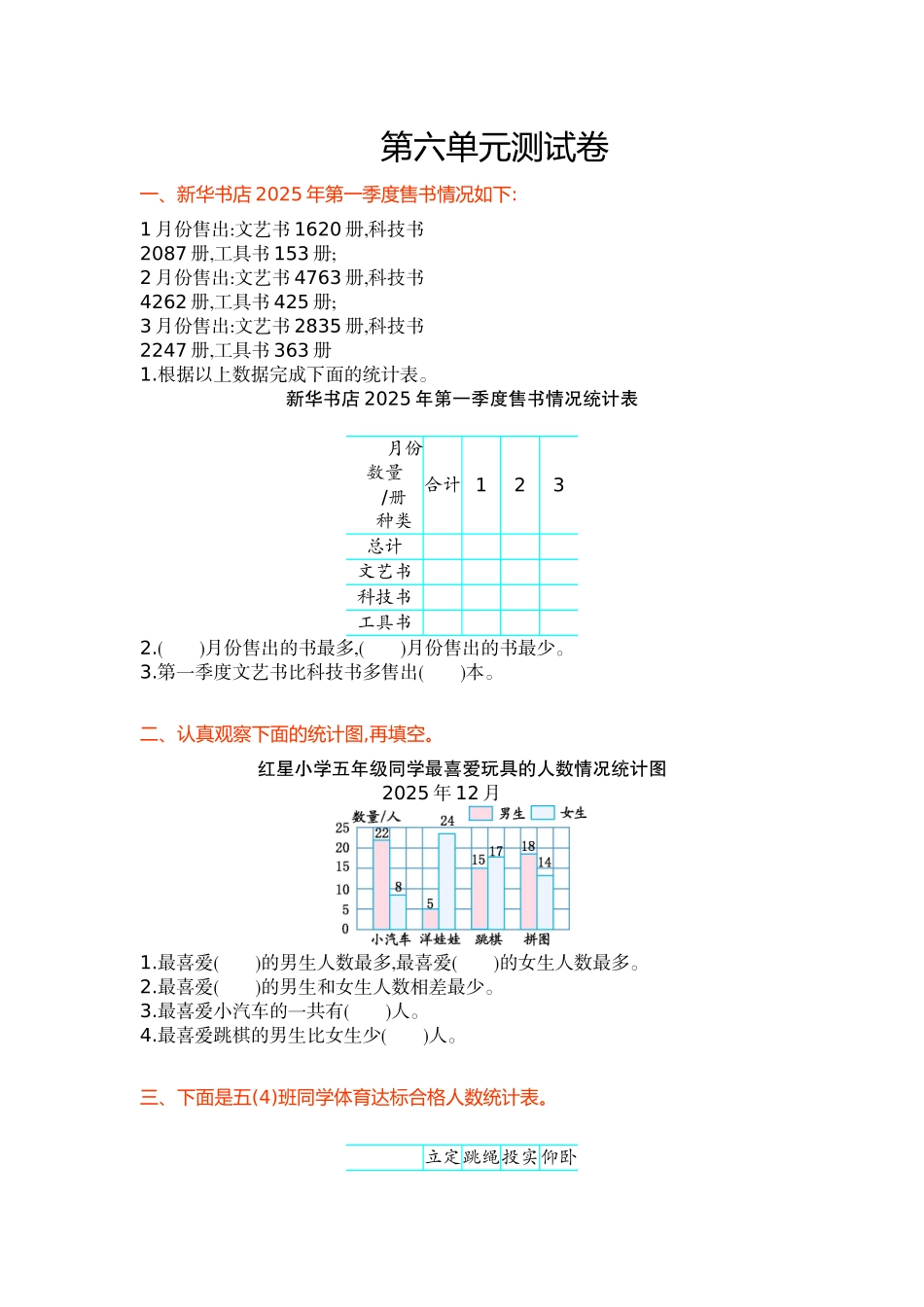 苏教版五年级数学上册第六单元测试卷及答案_第1页