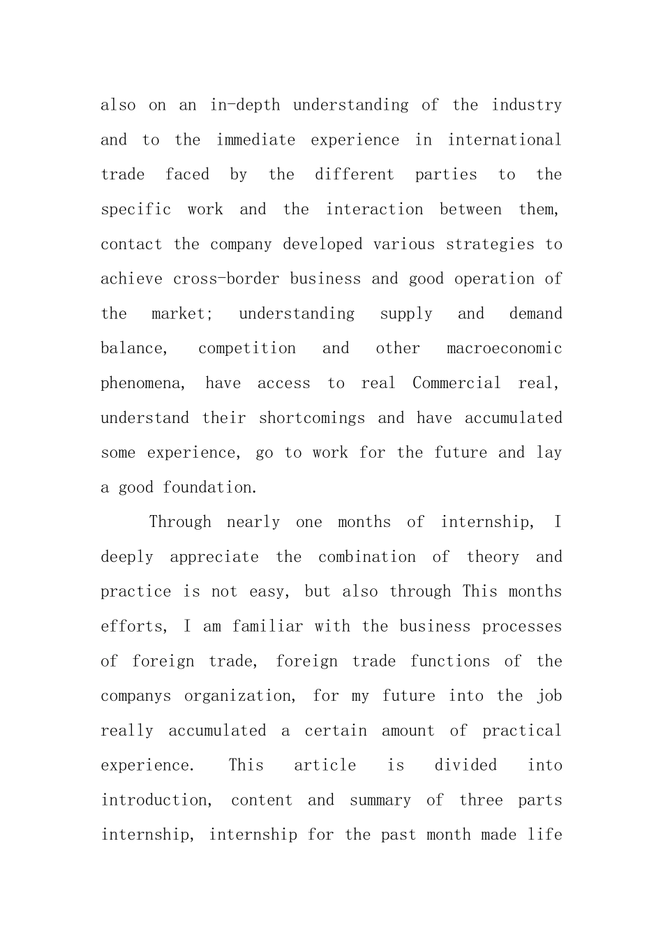 英文外贸实习报告范文_第2页
