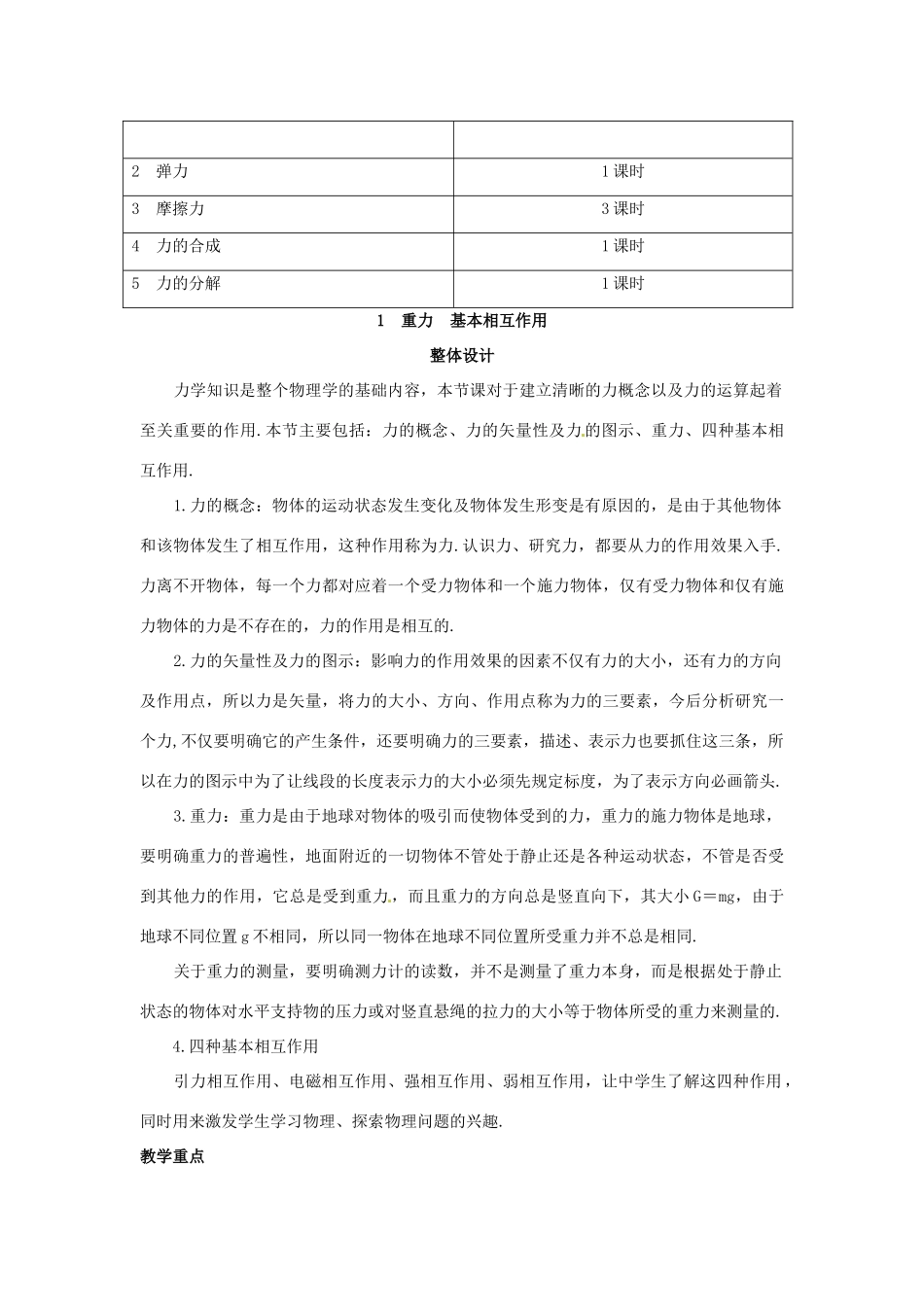 辽宁省朝阳县柳城高级中学高中物理 重力 基本相互作用教学设计 新人教版必修1_第2页