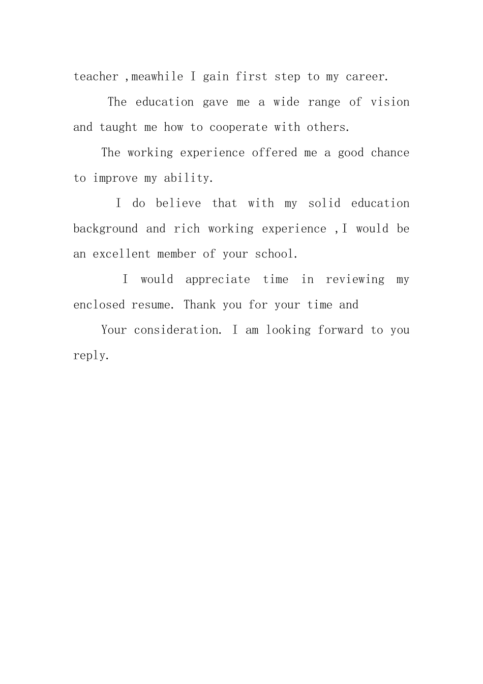 英语专业学生个人求职信_第2页