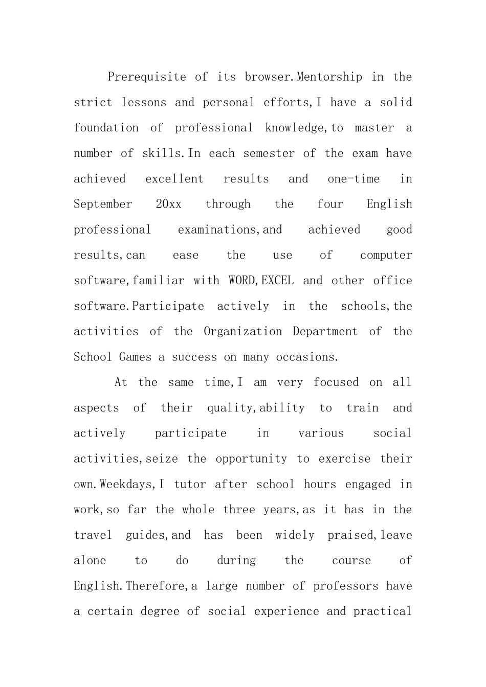 英语专业英文自荐信_第2页