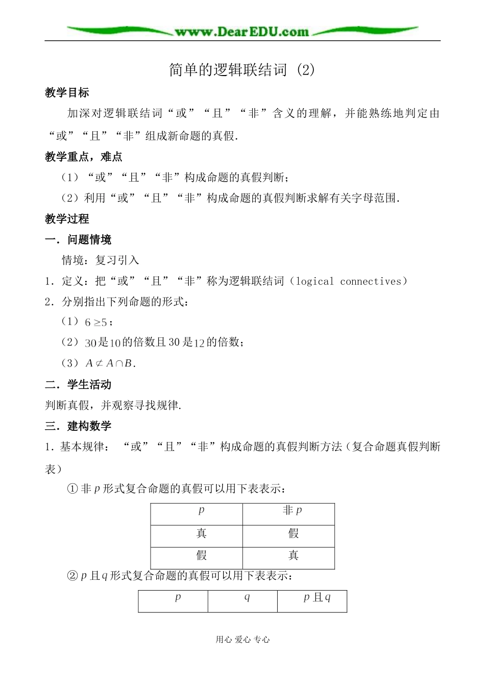 苏教版高中数学选修2-1简单的逻辑联结词(2)_第1页