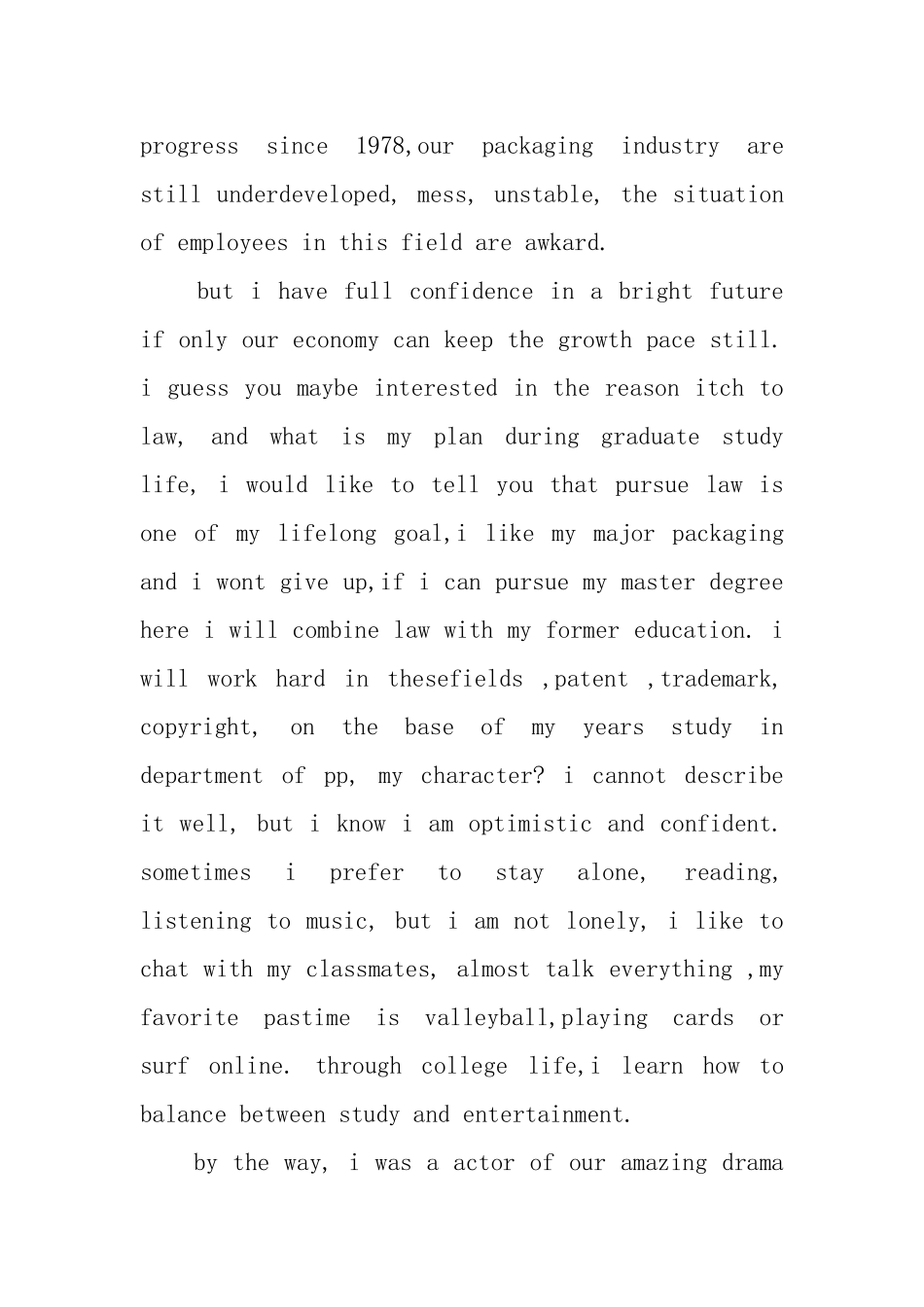 英语自我介绍演讲稿范文_第3页