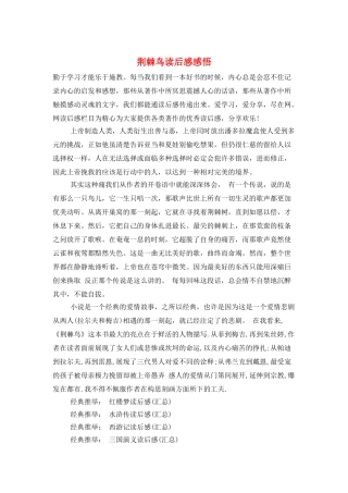 荆棘鸟读后感感悟