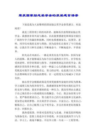 荣获国家励志奖学金的获奖感言语录